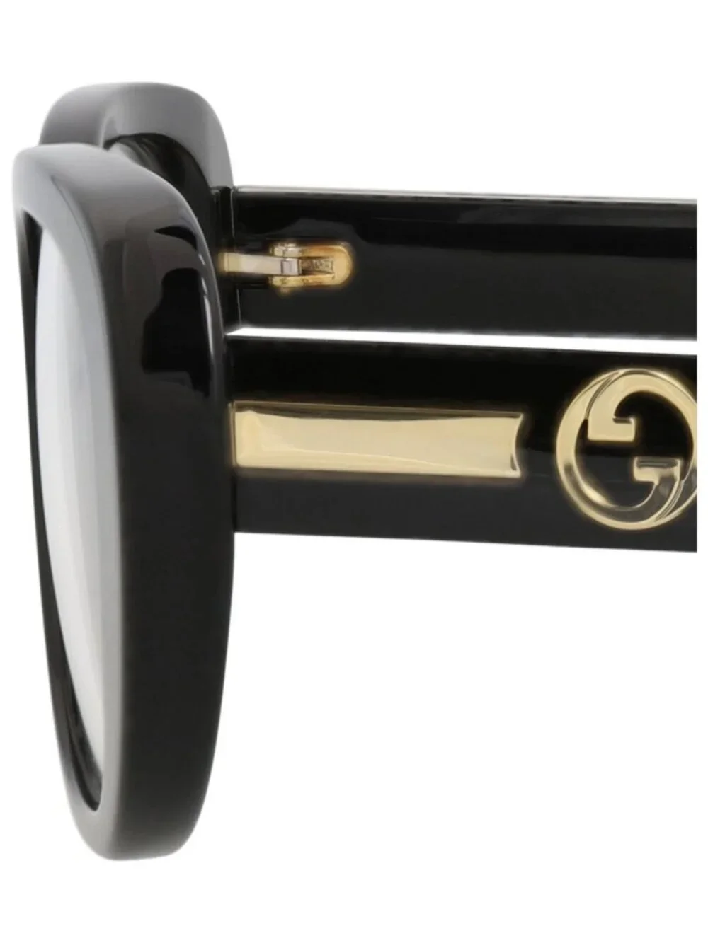 New Gucci Women's Eyeglasses Cat Eye Recycled Acetate Frame Black Crystal